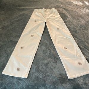 Abercrombie and fitch girls White high rise wide leg Jeans 13/14‎